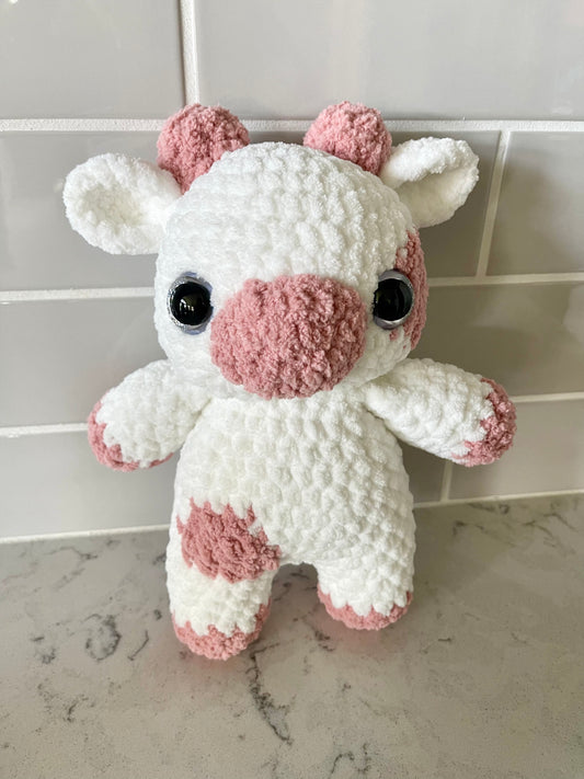 Crocheted White/Pink Cow